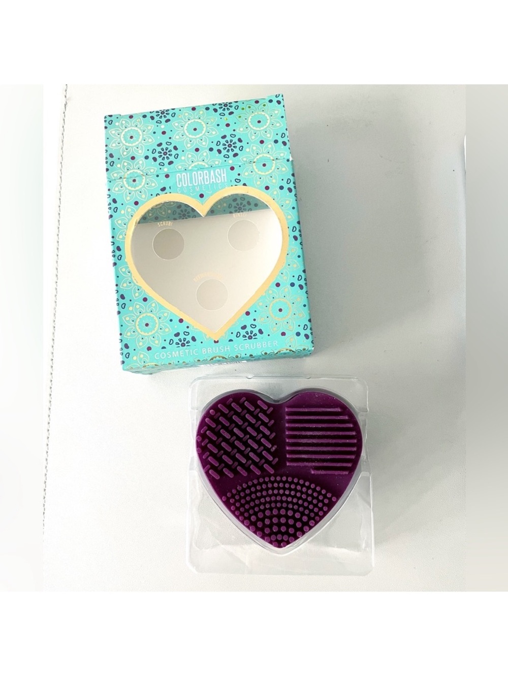 Cosmetic brush scrubber scrub rinse refine cleaner rubber purple